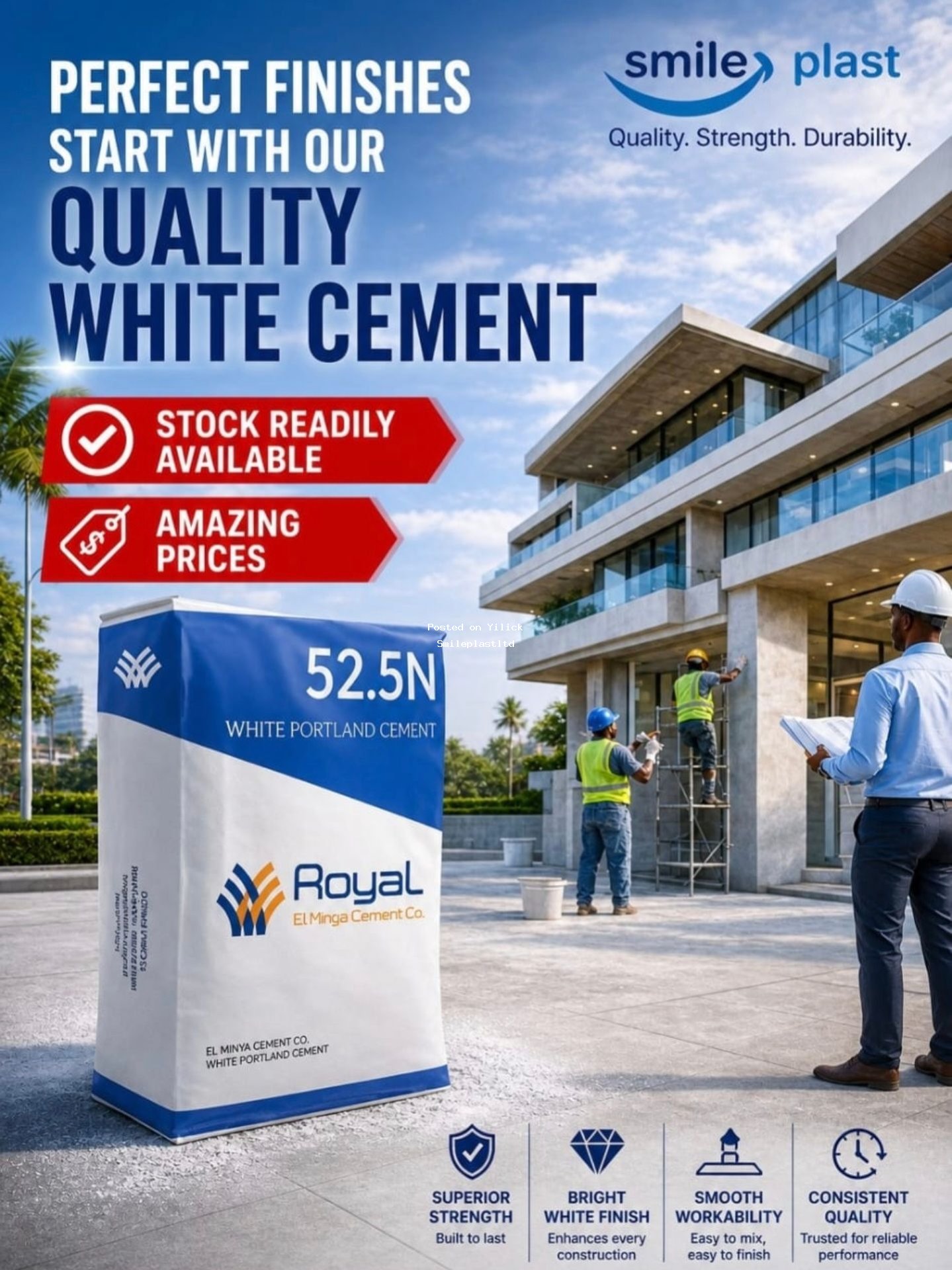 Royal 52.5N White Portland Cement - Premium Quality for sale in Kampala - Yilick