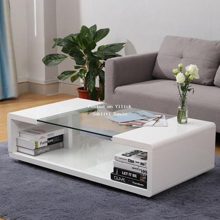 Modern Coffee Table with Glass Top and Storage for sale in Kampala - Yilick