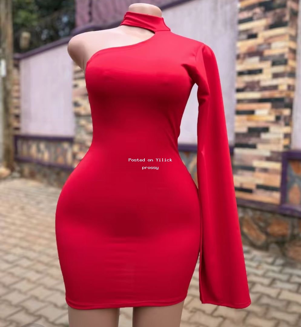 Stylish Red One-Shoulder Dress for Women for sale in Kampala - Yilick