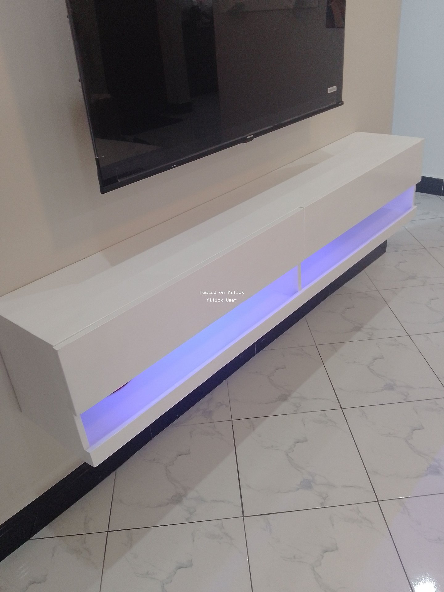 Modern White TV Stand with LED Lighting for sale in Kampala - Yilick