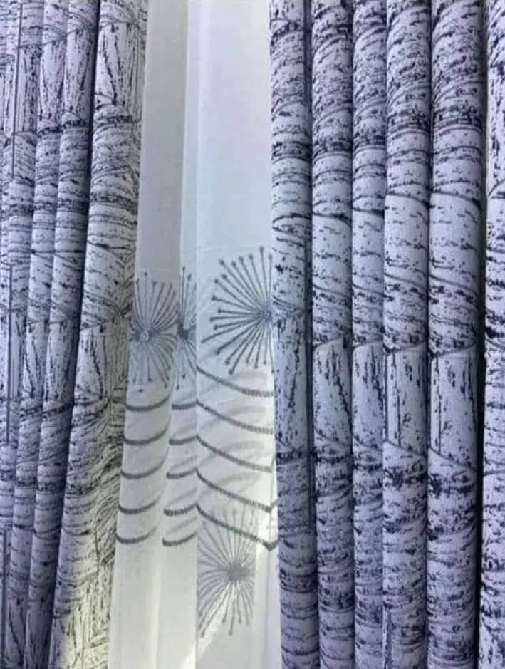 Elegant White and Gray Patterned Curtains for sale in Kampala - Yilick