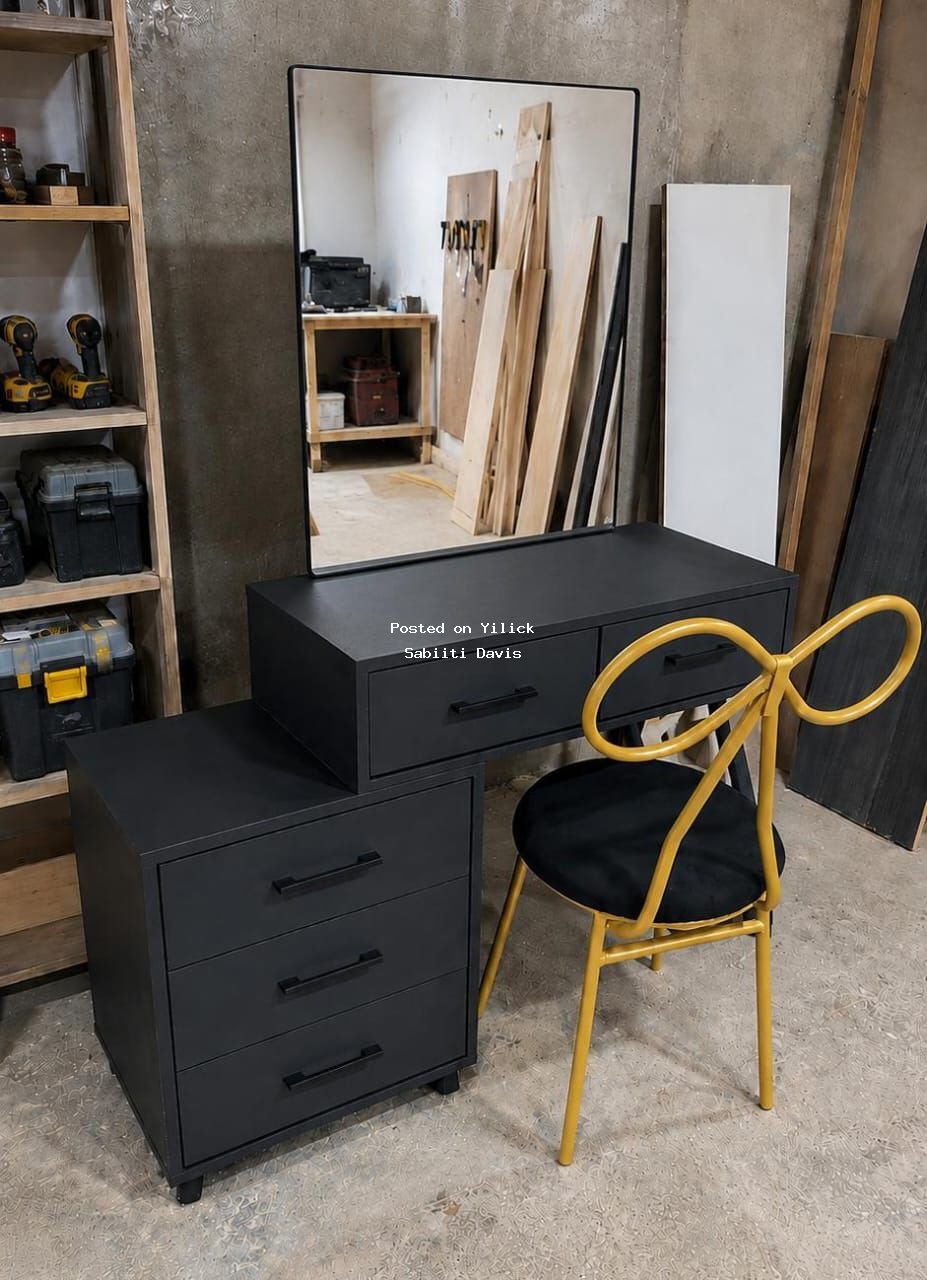 Elegant Black Dressing Table with Mirror and Stylish Chair for sale in Kampala - Yilick