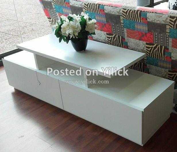White TV stand with storage for sale in Kampala - Yilick
