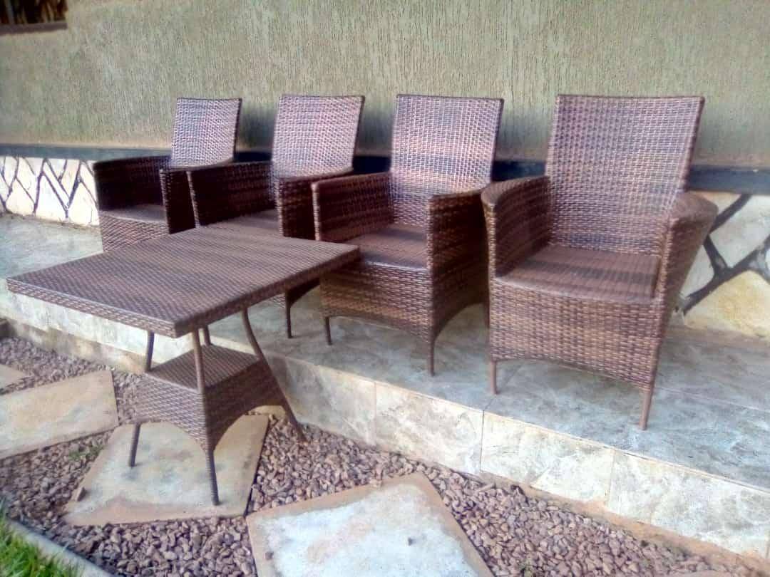 rattan dinning chairs made out in metallic frame for sale in Kampala - Yilick