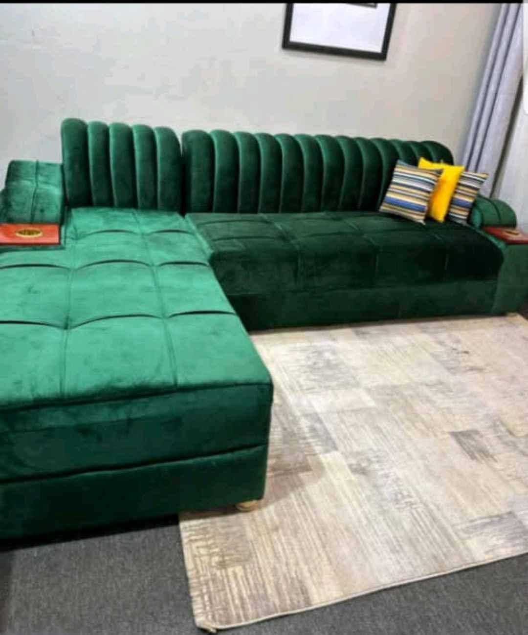 Green L shaped sofa for sale in Kampala - Yilick
