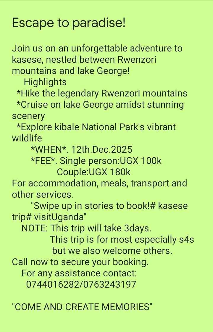 kasese trip adventure for sale in Wakiso - Yilick