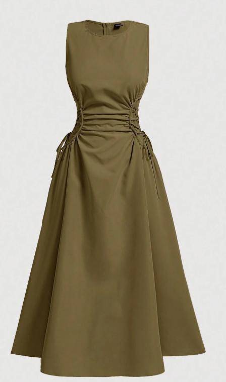 Cross Tie Solid Pleated Dress,Western,Vintage,Back To School,Work for sale in Mbarara - Yilick