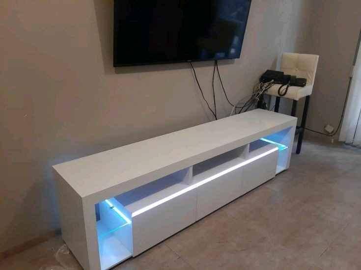 White TV stands with light for sale in Kampala - Yilick